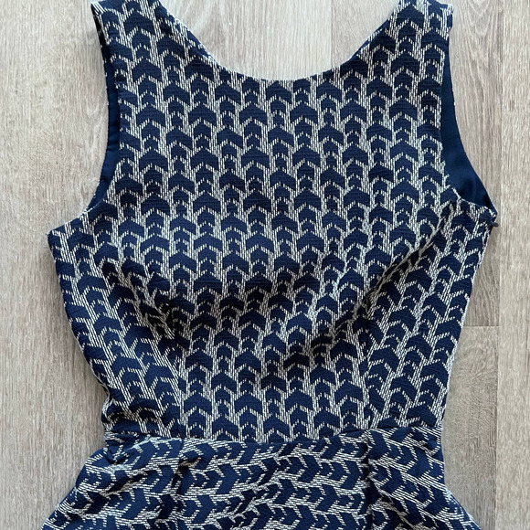 Zara Basic XS Embroidered Blue & Gray Backless Fit & Flare Dress - Picture 3 of 11